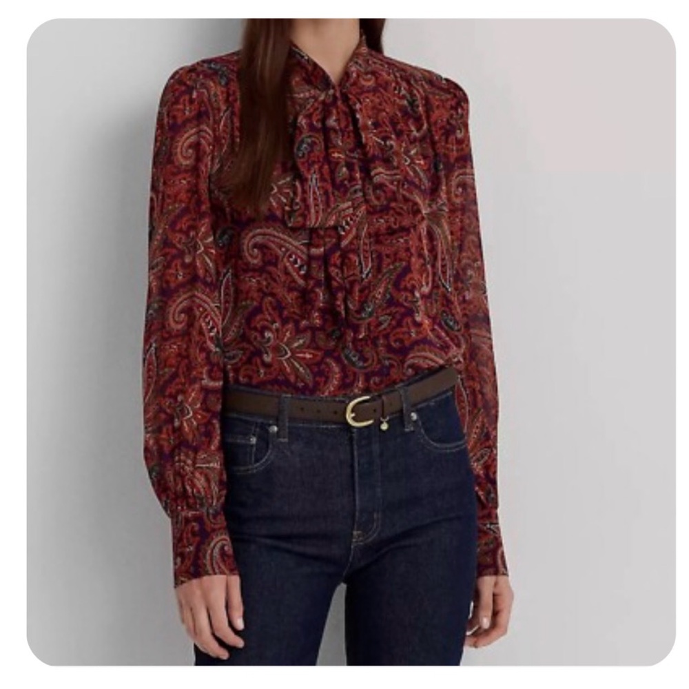 Ralph Lauren Paisley Blouse - Red and Blue